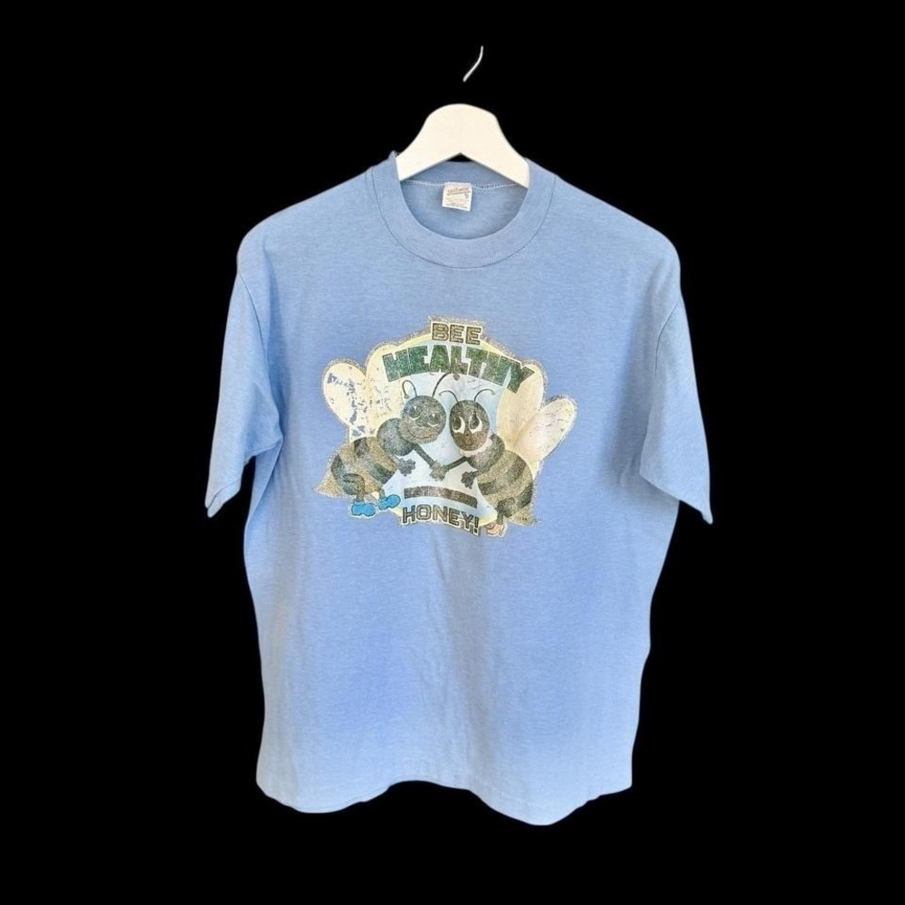 Vintage 60's Bumble Bees Sportswear  Tshirt Sz XL Distressed Blue